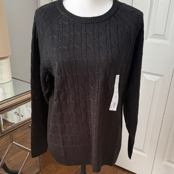 Black Classic Cable Knit Croft & Barrow Women's Sweater Medium - Picture 5 of 9